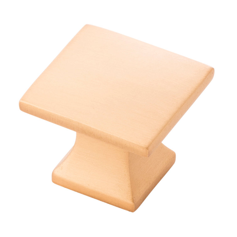 Brushed Golden Brass Square Cabinet Knob with Mounting Hardware