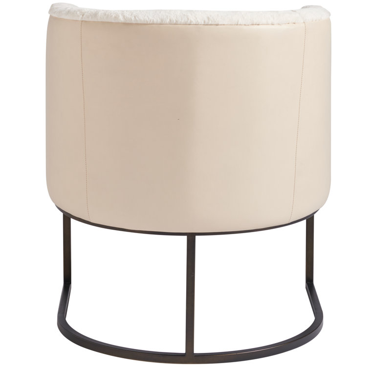 Alpine Valley Cream Leather and White Wood Barrel Accent Chair