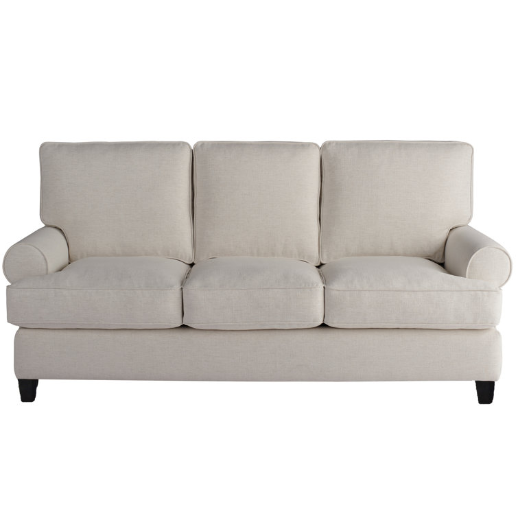 Blakely 81'' Cream Linen Upholstered Sofa with Round Arms