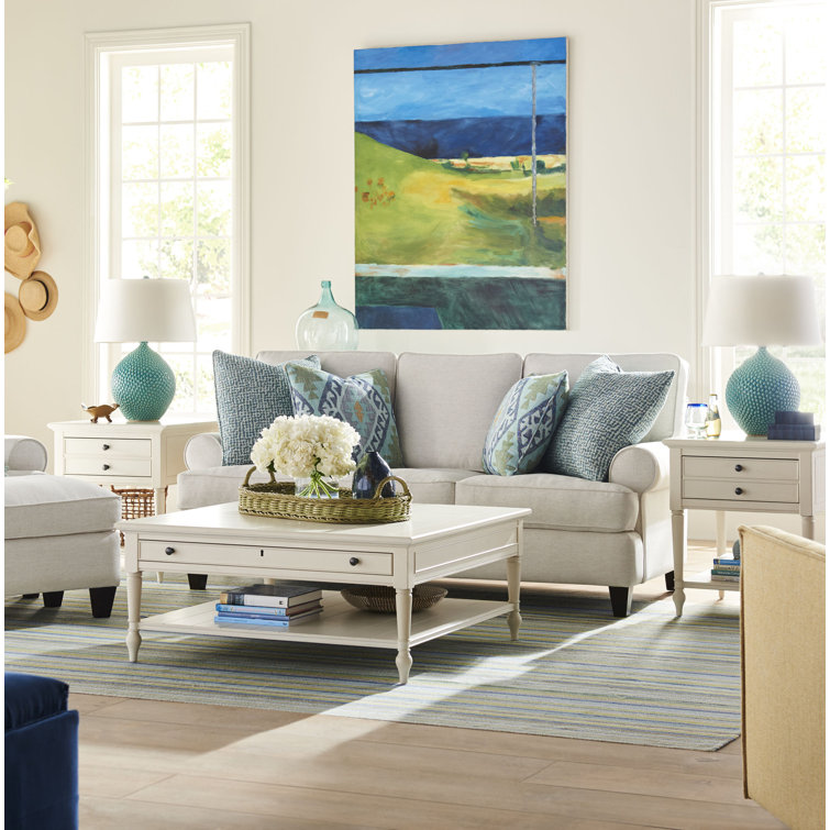 Blakely 81'' Cream Linen Upholstered Sofa with Round Arms
