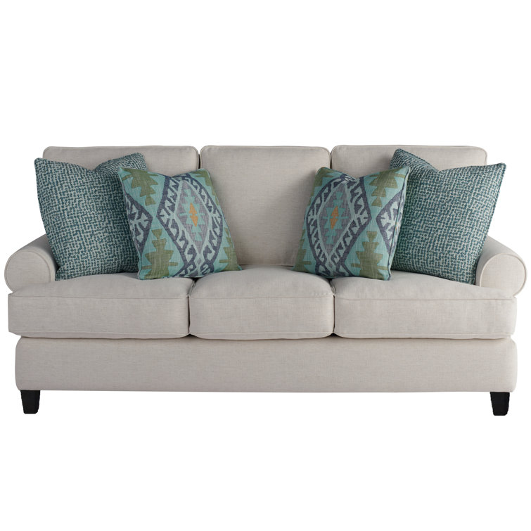 Blakely 81'' Cream Linen Upholstered Sofa with Round Arms