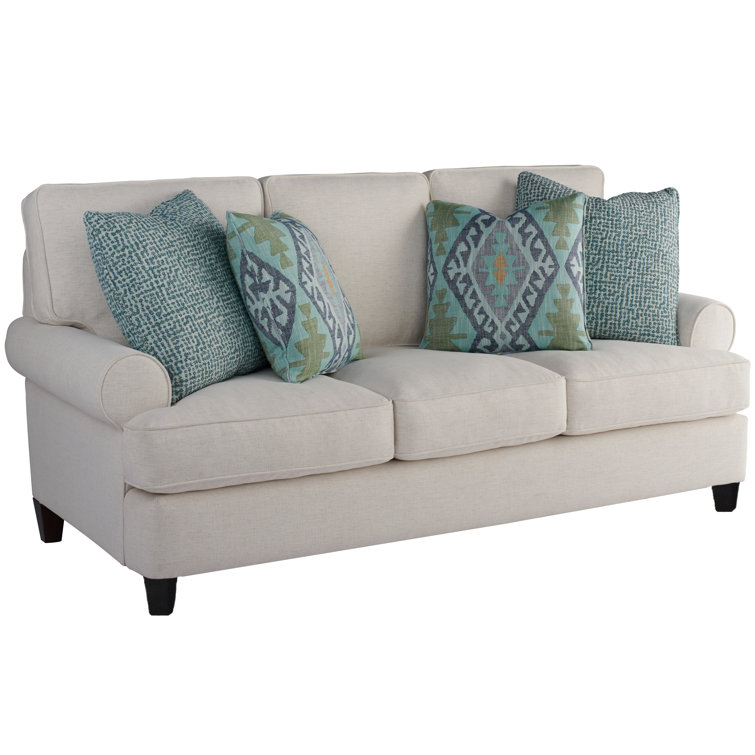 Blakely 81'' Cream Linen Upholstered Sofa with Round Arms
