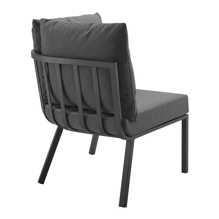 Gray Charcoal Aluminum Three-Seat Outdoor Sectional Sofa
