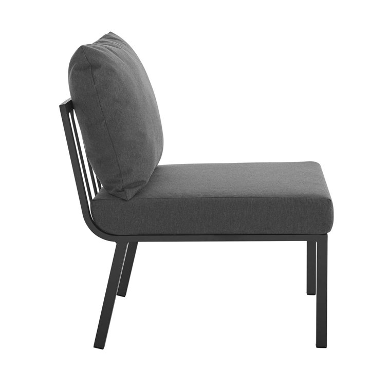 Gray Charcoal Aluminum Three-Seat Outdoor Sectional Sofa