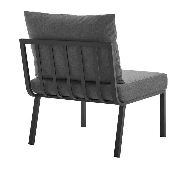 Gray Charcoal Aluminum Three-Seat Outdoor Sectional Sofa