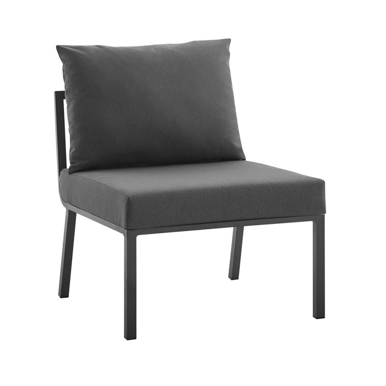 Gray Charcoal Aluminum Three-Seat Outdoor Sectional Sofa