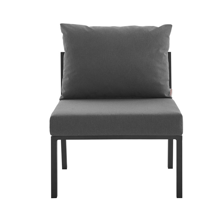 Gray Charcoal Aluminum Three-Seat Outdoor Sectional Sofa