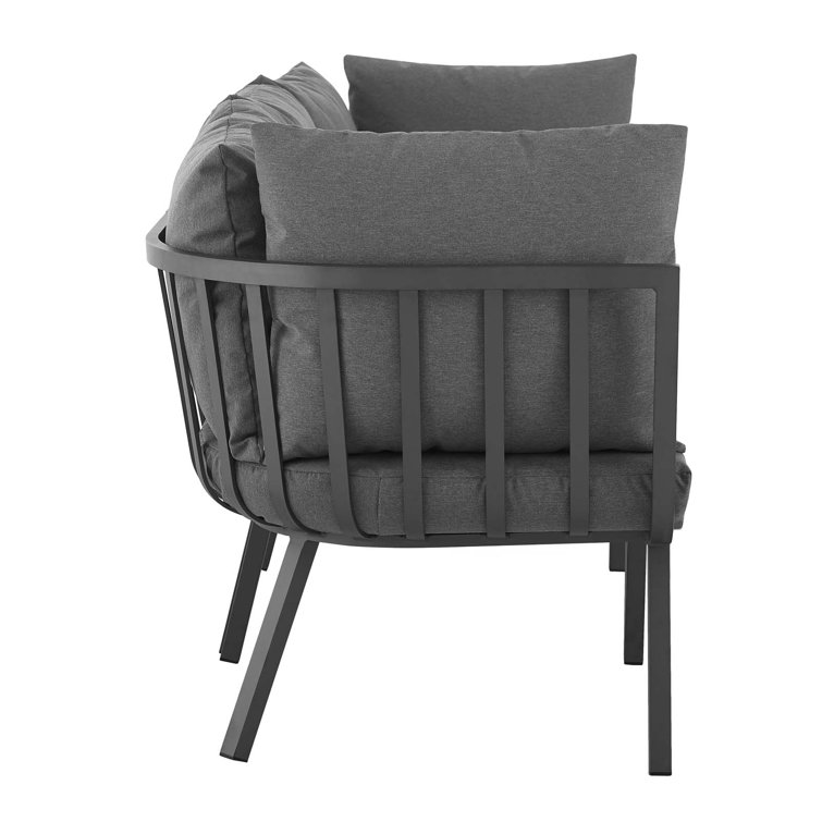 Gray Charcoal Aluminum Three-Seat Outdoor Sectional Sofa