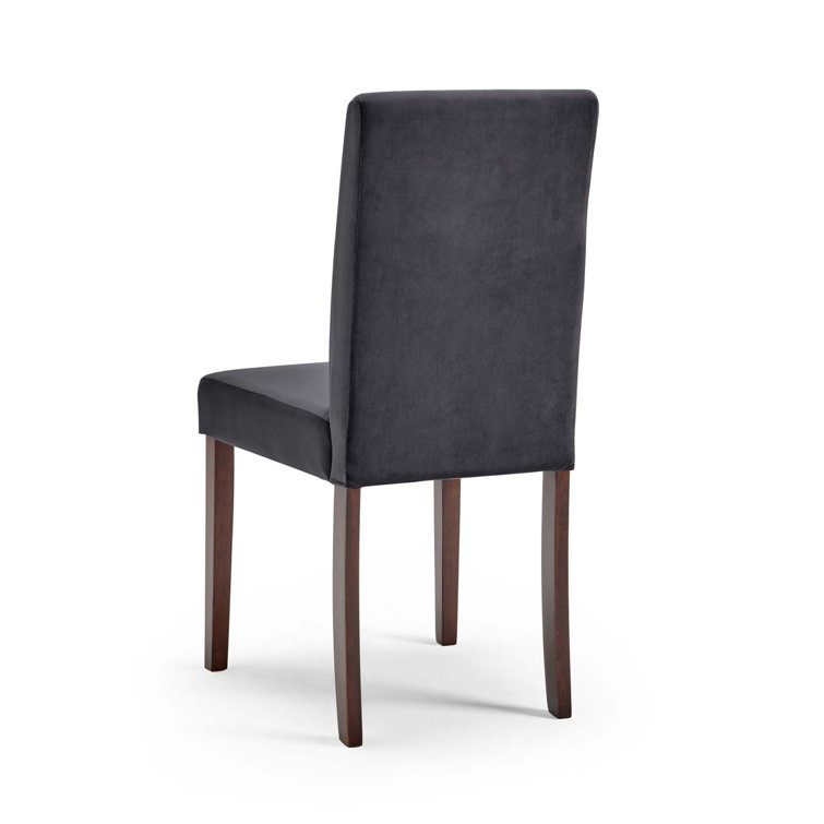 Gray Velvet Upholstered Parsons Side Chair Set with Wood Legs