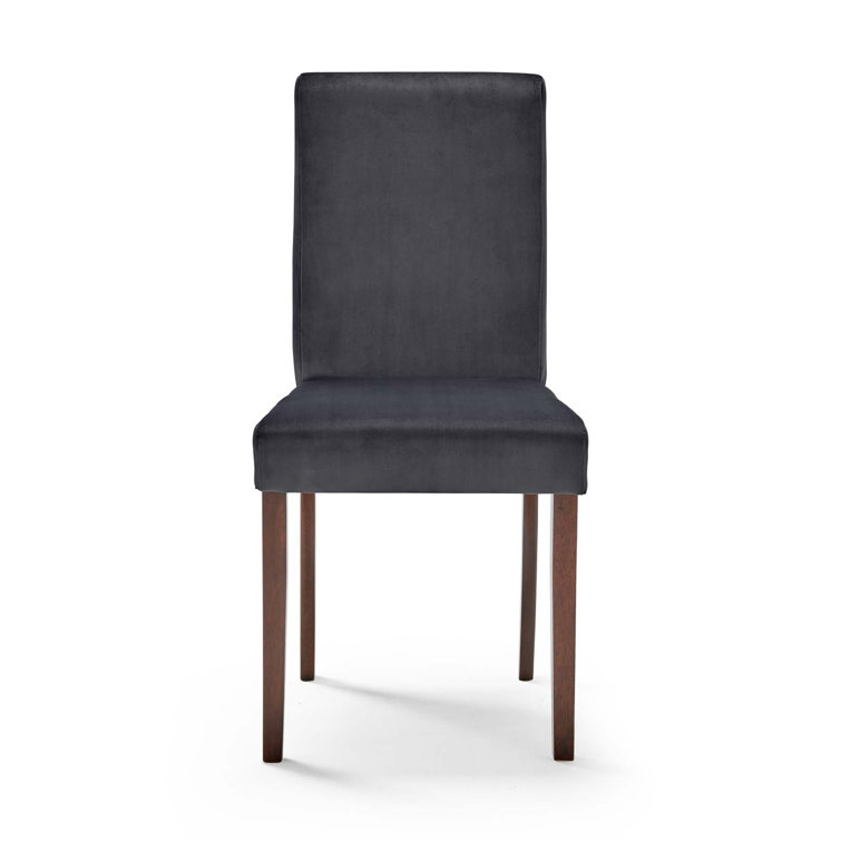 Gray Velvet Upholstered Parsons Side Chair Set with Wood Legs