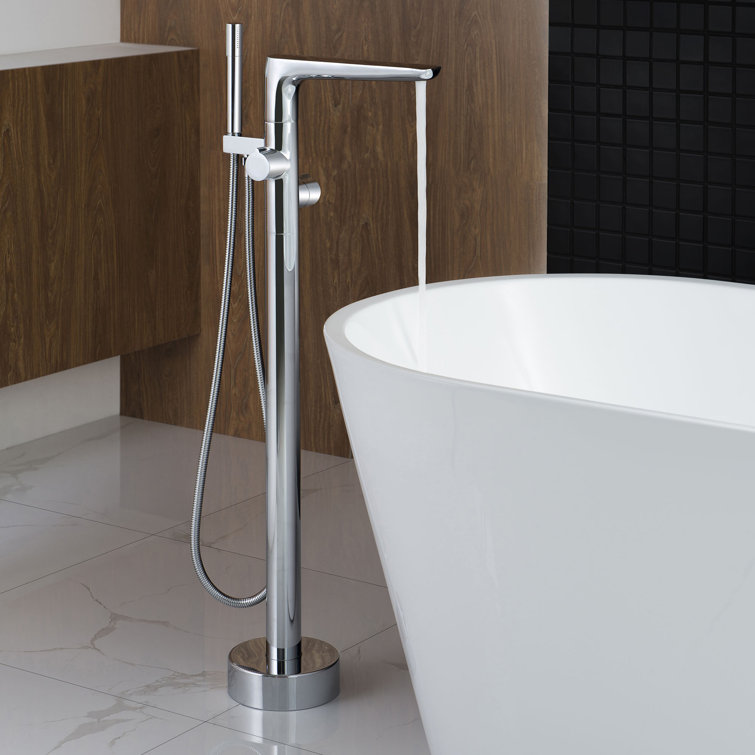 Chrome Freestanding Tub Filler Faucet with Hand Shower