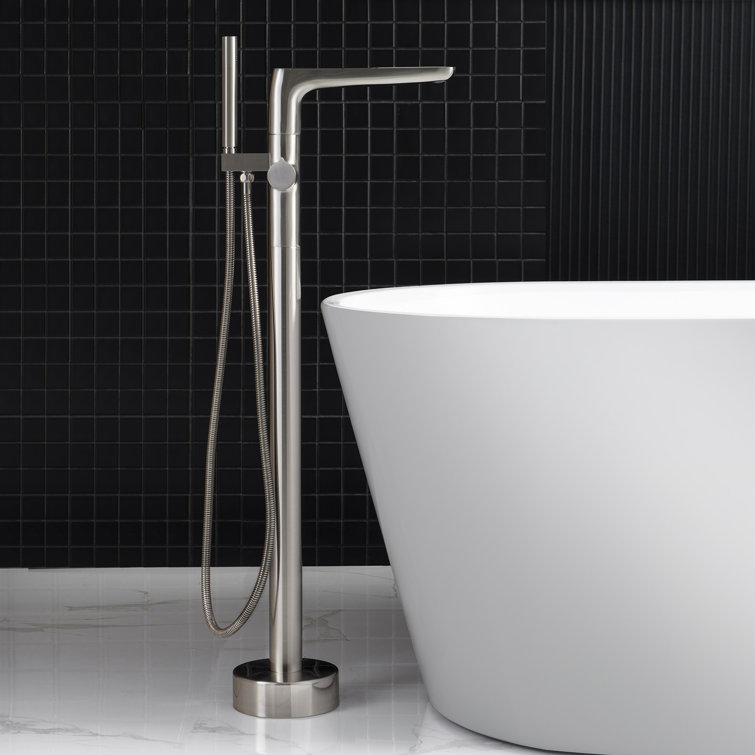 Brushed Nickel Freestanding Tub Faucet with Hand Shower