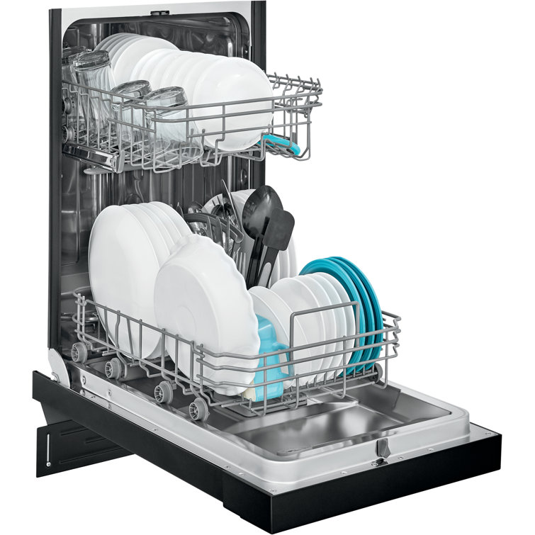 18-inch Black Built-in Dishwasher with Stainless Steel Tub