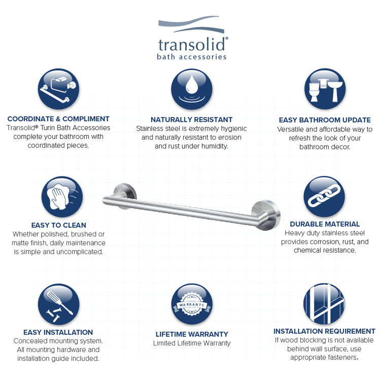 Turin 17.75'' Brushed Stainless Steel Wall Mounted Towel Bar