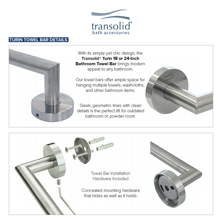 Turin 17.75'' Brushed Stainless Steel Wall Mounted Towel Bar