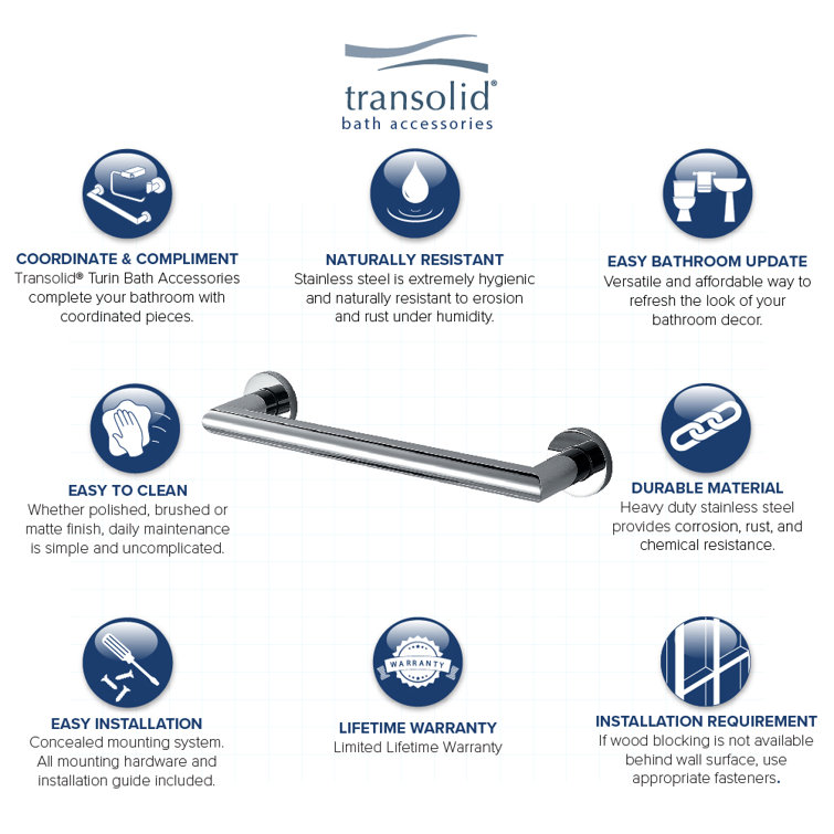 Polished Chrome 24-Inch Stainless Steel Grab Bar