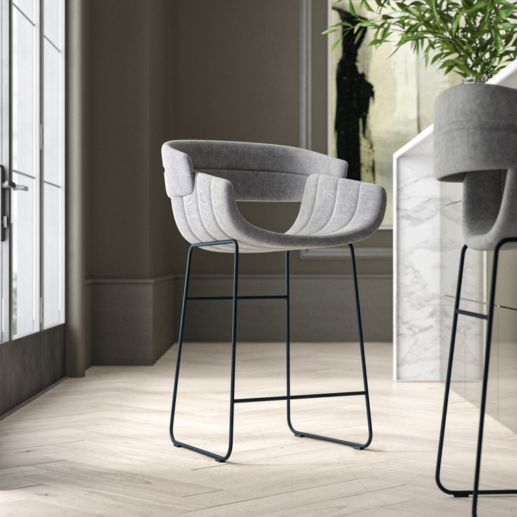 Tait Marine Upholstered Counter Stool with Navy Metal Frame