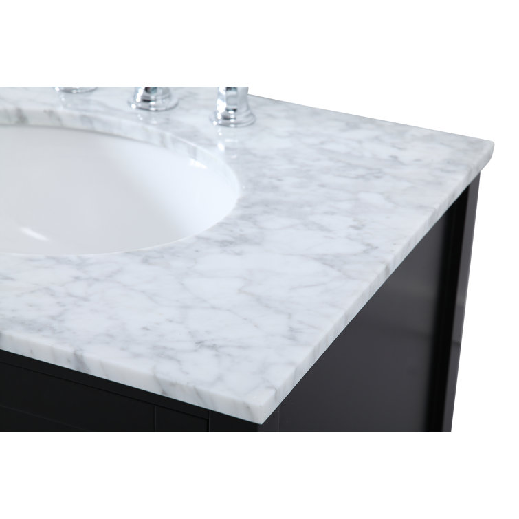 Irene 72" Black Double Bathroom Vanity with Calacatta White Countertop