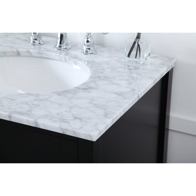 Irene 72" Black Double Bathroom Vanity with Calacatta White Countertop