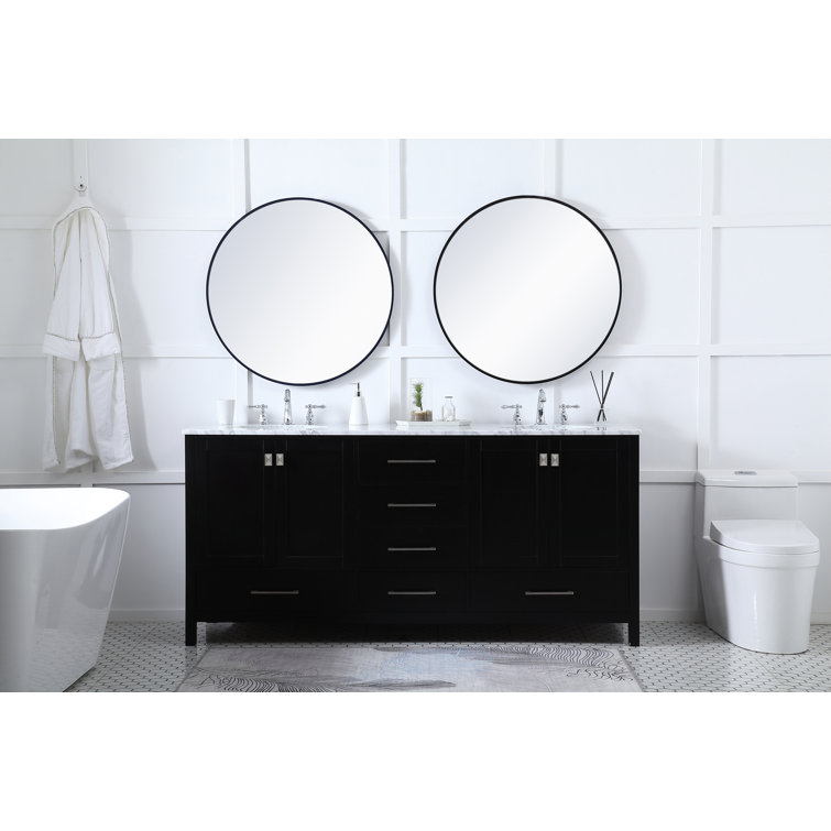 Black Double Sink Vanity with Engineered Marble Top
