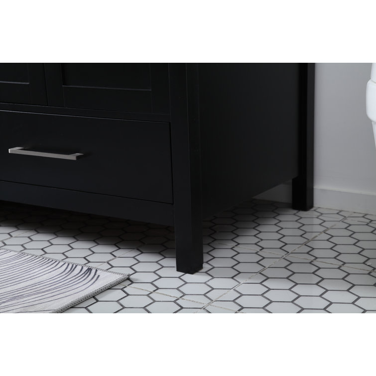 Irene 72" Black Double Bathroom Vanity with Calacatta White Countertop