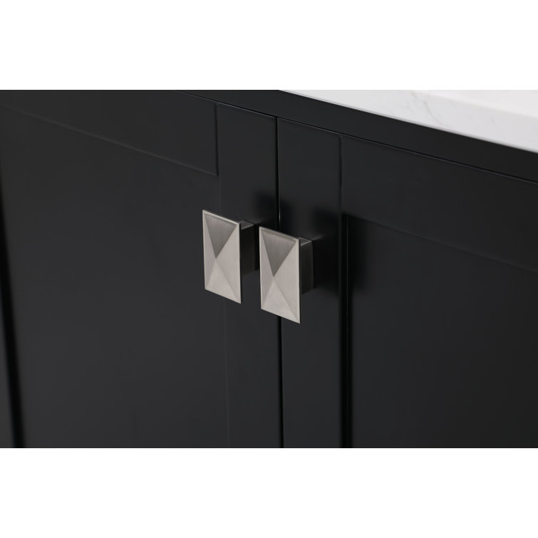 Black Double Sink Vanity with Engineered Marble Top