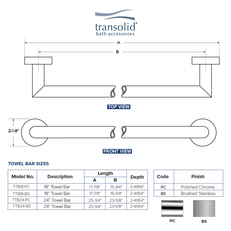 Turin 17.75'' Brushed Stainless Steel Wall Mounted Towel Bar