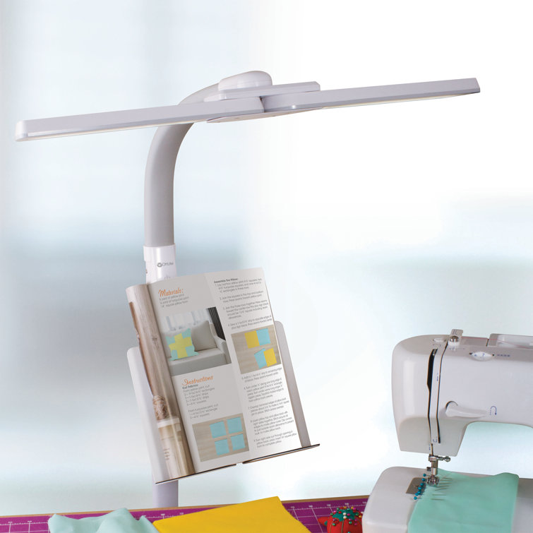 Adjustable Dual-Shade White LED Floor Lamp with USB Charging Port