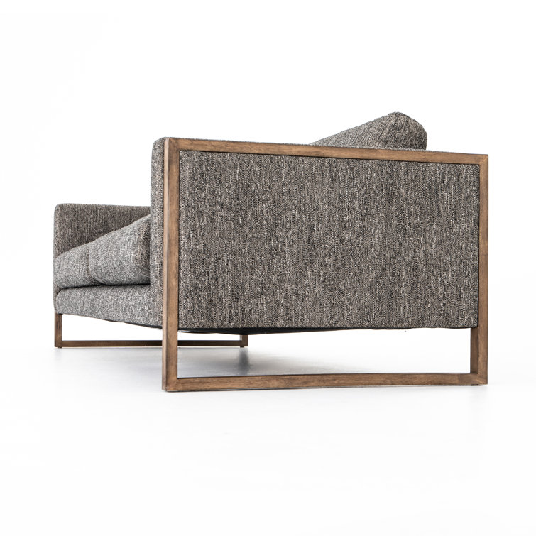 Arden Charcoal 97" Track Arm Sofa with Distressed Natural Frame