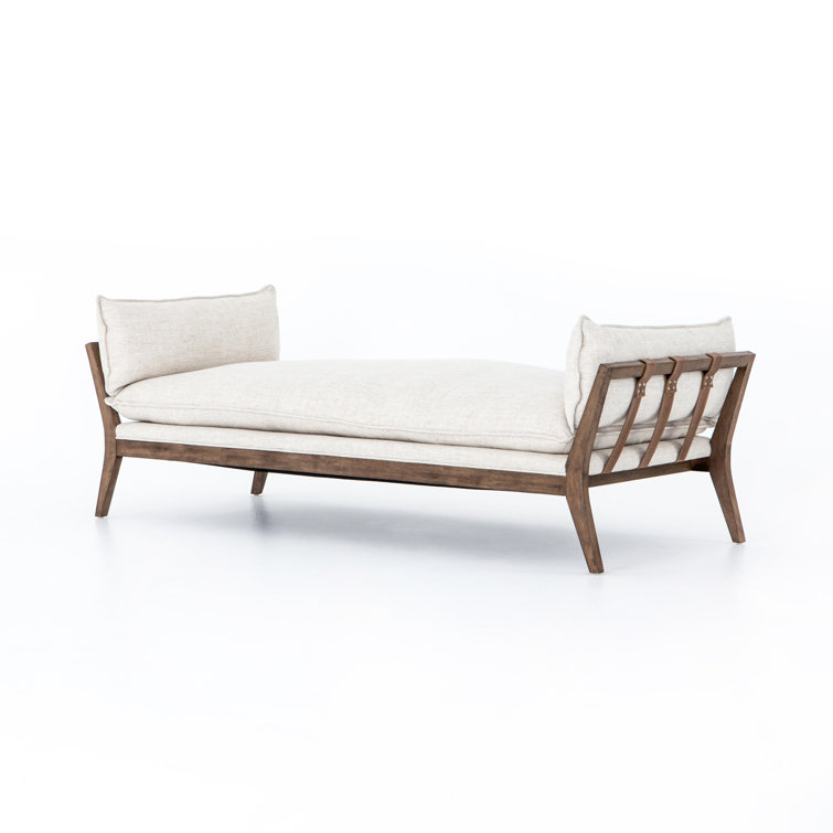 Seriphe Modern White Leather and Wood 85'' Stationary Sofa