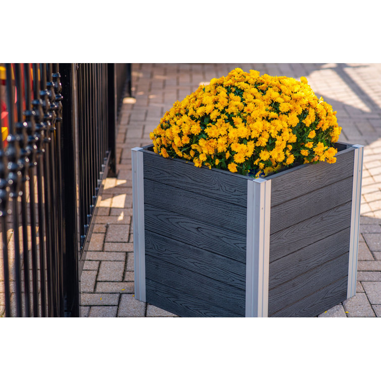 Urbana 22" Slate Gray Vinyl Cube Planter