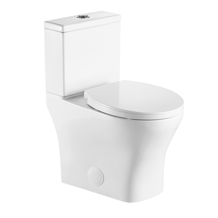Glossy White Round Two-Piece Dual Flush Toilet