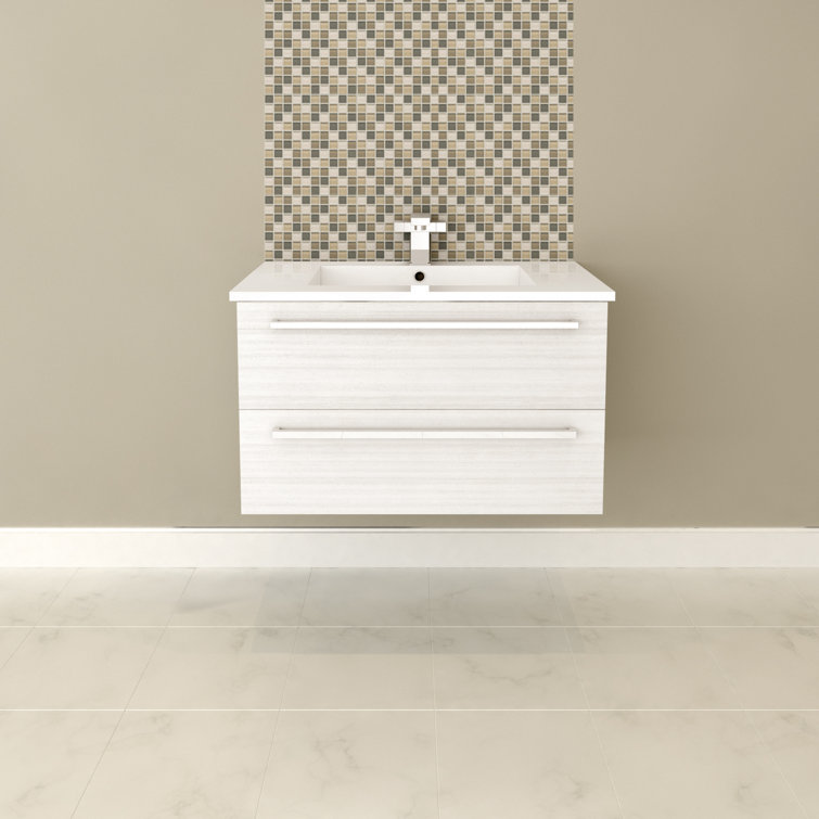 White Chocolate 30" Wall-Mount Single Sink Vanity with Marble Top