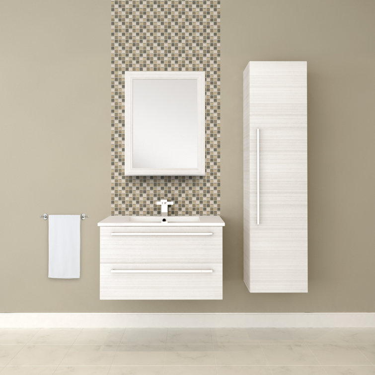 White Chocolate 30" Wall-Mount Single Sink Vanity with Marble Top