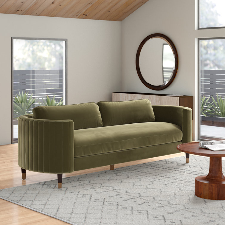 Giotto Dark Olive Green Velvet Split Back Sofa