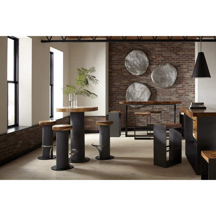 Contemporary Chamcha Wood & Iron Bar Height Dining Table