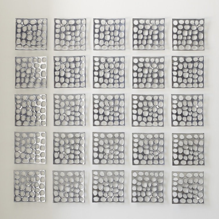 Silver Contemporary Polka Dot Metal Wall Tile