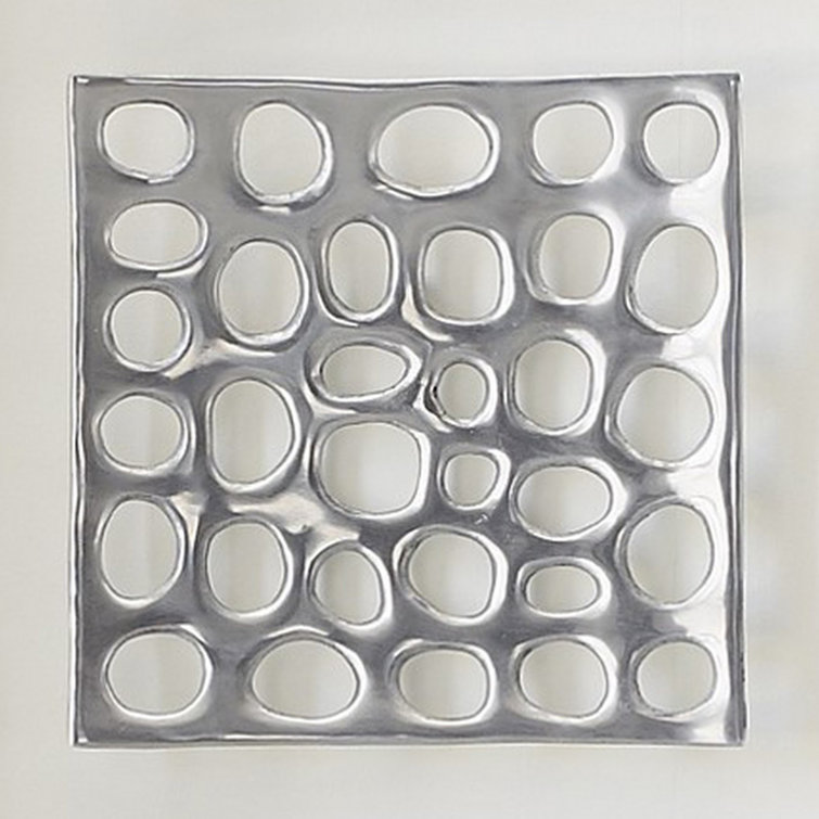 Silver Contemporary Polka Dot Metal Wall Tile