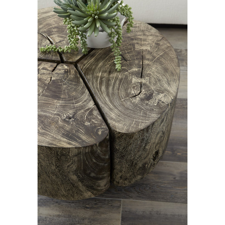 Clover Gray Chamcha Wood Round Coffee Table with Metal Base