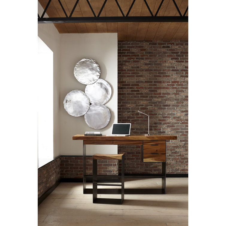 Dimensional Contemporary Black/Brown Solid Wood Home Office Desk with Drawer