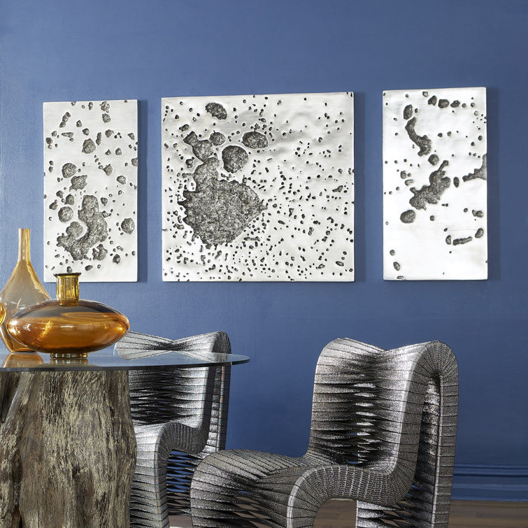 Silver Leaf Contemporary Rectangular Wall Sculpture