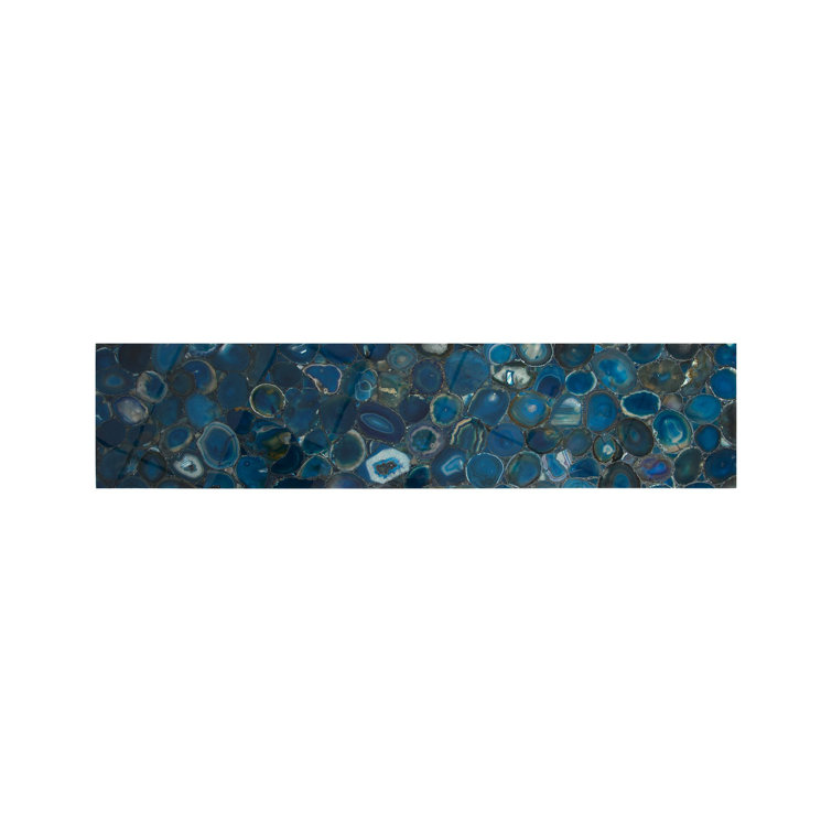 Contemporary Agate Mosaic 60" Silver-Blue Console Table