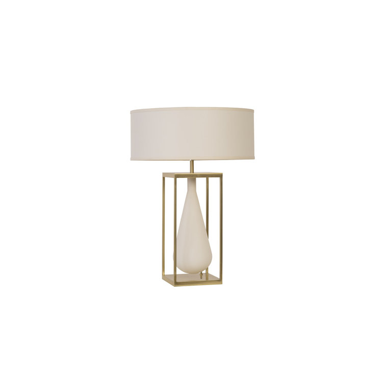 Ethereal Glow Gold & White Frosted Glass 29" Table Lamp