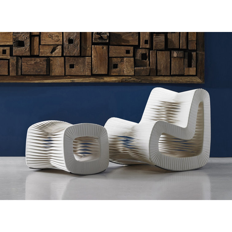 Modern White and Beige Braided Glider Chair, 30"W
