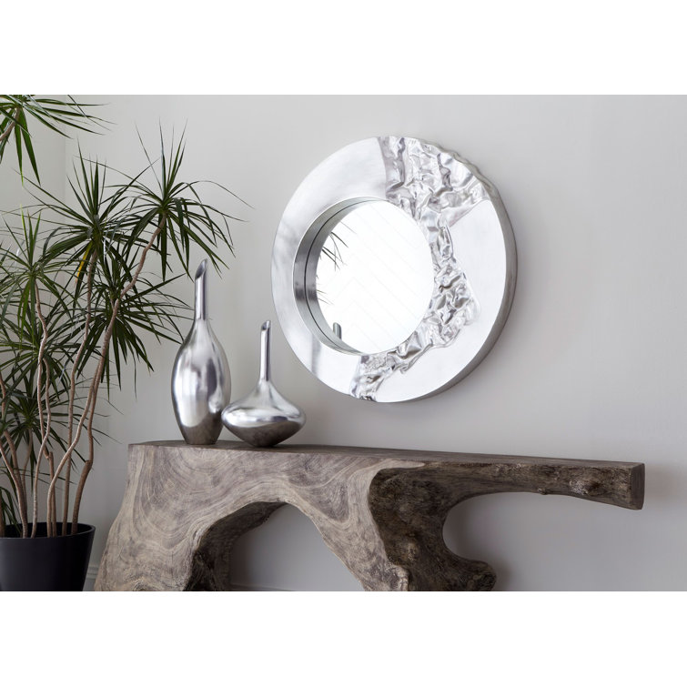 Cosmos Fluted 39" Round Silver & Gold Accent Mirror