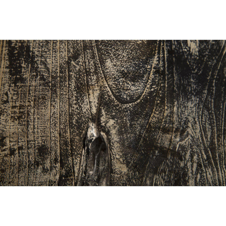 Black Wash Solid Wood Square Accent Stool