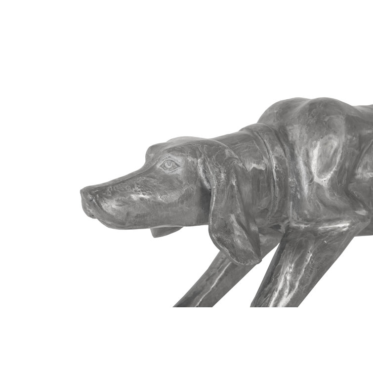 Large Silver Aluminum Walking Dog Statue