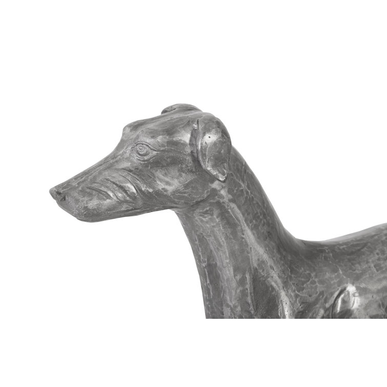 Contemporary 35" Silver Aluminum Posing Dog Statue