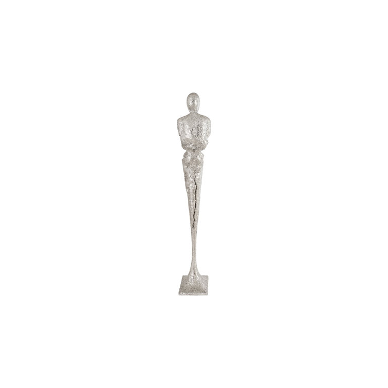 Tall Silver Resin Chiseled Male Sculpture