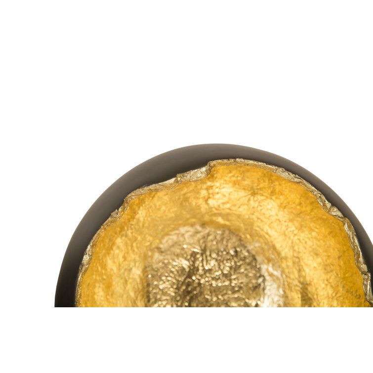 Contemporary Black and Gold Leaf Resin Wall Art Set
